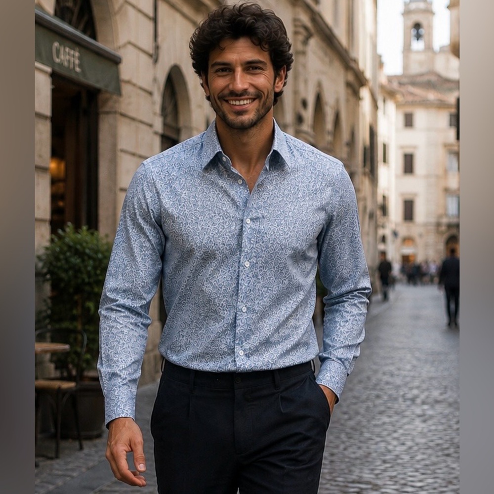 CAMICERIA LANDINI Made In Italy Shirt Men's S Button Up Business Casual Preppy